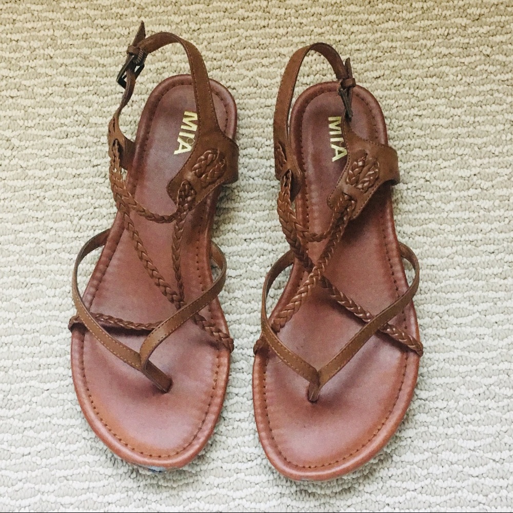 MIA | Winnie Thong Brown Braided Sandals Size 10